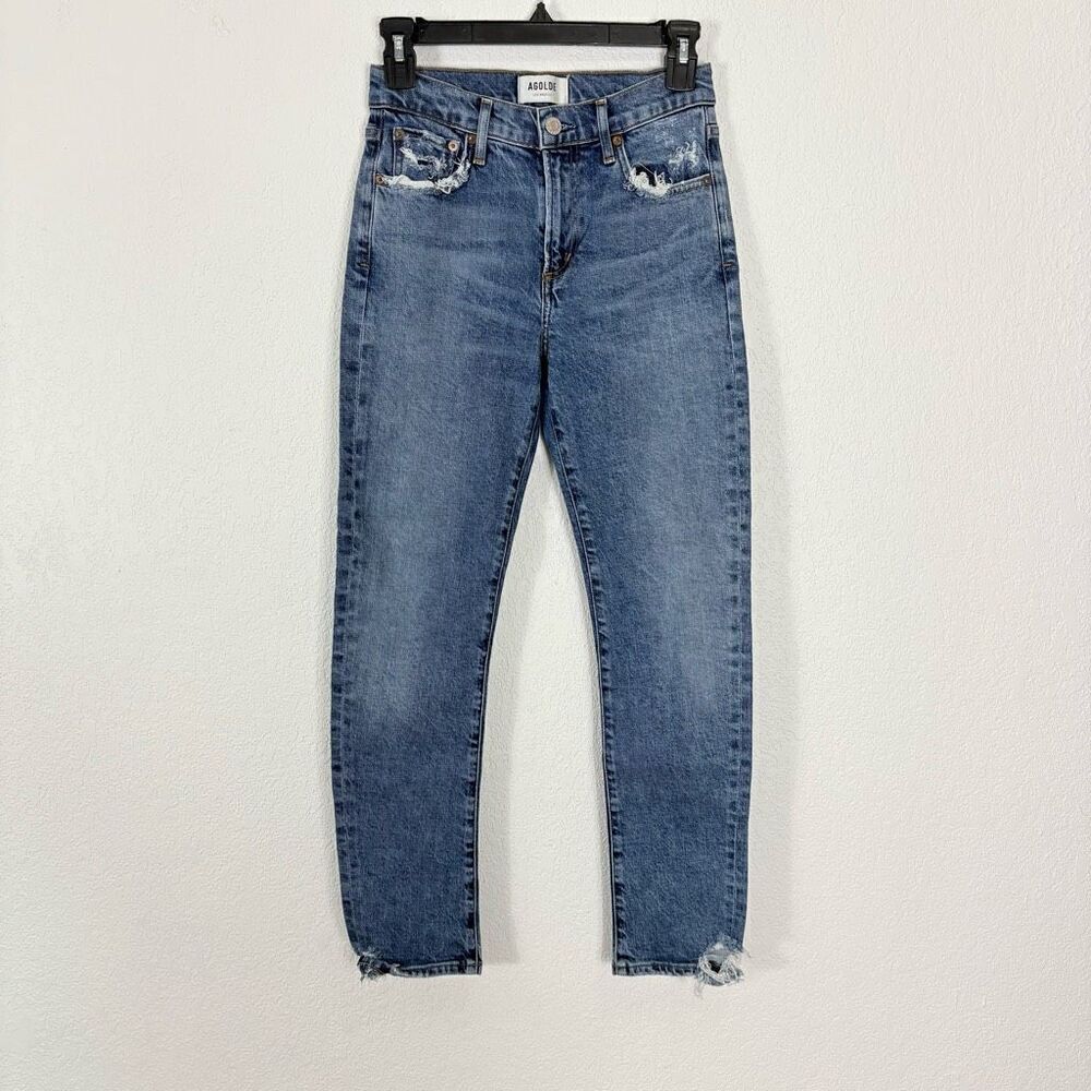 Agolde Skinny Jeans High Rise Distressed Detail Size 24‎